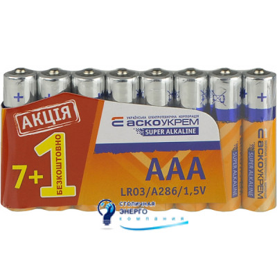 Батарейка лужна AАА.LR03 (shrink 7+1)