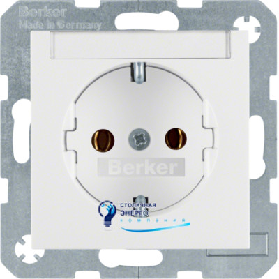 Розетка із з/к з полем для запису, полярна білизна, 16А/250V S.1
