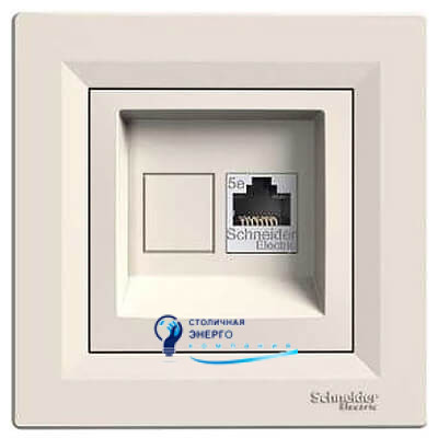 Розетка комп'ютерна RJ45 кат.5е UTP «Asfora», слонова кістка