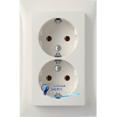 Розетка 2X с з/к цельная, пол.белизна, 16A, 250V S.1