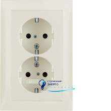 Розетка двойная с з/к, защ.контактов, белая, 16А/250V S.1