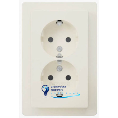 Розетка 2X с з/к, с защитой контактов, цельная, пол.белизна, 16A, 250V Q.1