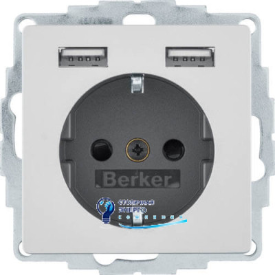 Розетка з з/к 16A, 250V + 2хUSB A-A /2.4A, алюміній Q.x