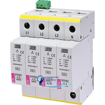 Обмежувач перенапруги ETITEC C T2 440/20 (4+0) 4p, RC