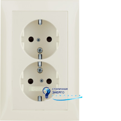 Розетка двойная с з/к, защ.контактов, белая, 16А/250V S.1