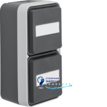 Розетка 2X с заземлением вертикальная, поле для надписи, IP55, серая, 16А/250V W.1