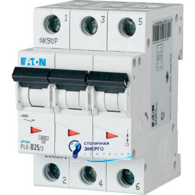 Автоматический выключатель Eaton Moeller PL6-B25/3