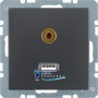 Розетка USB/3.5мм аудио, антрацит, Q.х