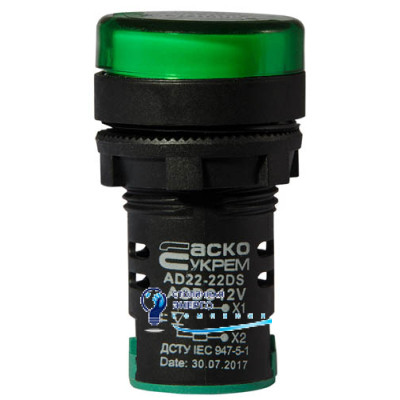 Сигнальная арматура AD22-22DS зеленая 12V АC/DC