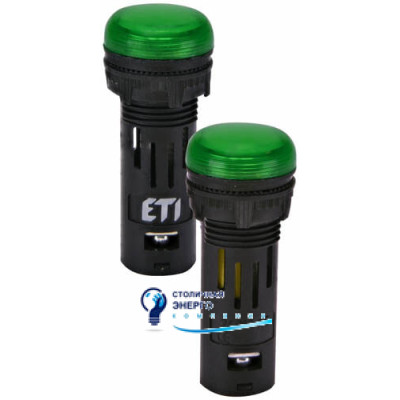 Лампа сигнальная LED матовая ECLI-16-240A-G 240V AC (Ø16мм, зеленая)