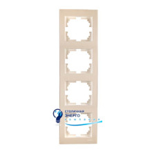 Рамка 4-местная вертикальная с боковой вставкой «RAIN», жемчужно-белый перламутр