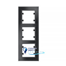 Рамка 3Х вертикальная, Lumina-Passion, черное стекло