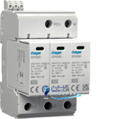 Разрядник (УЗИП) T1+T2 3P 37,5kA 1,2kV TN-C +доп.контакт