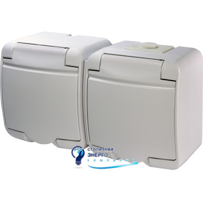 Розетка 2X Schuko, білий кришка, RHE-2s, IP44/54