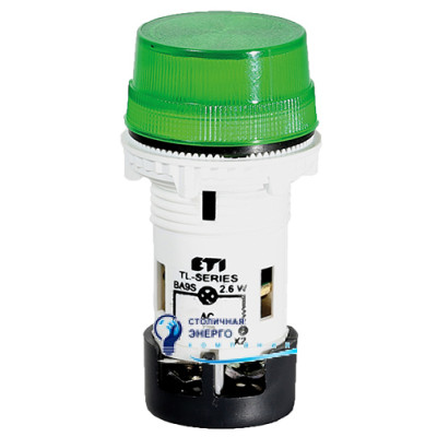Лампа сигнальная матовая TL02X1 240V AC (зеленая)