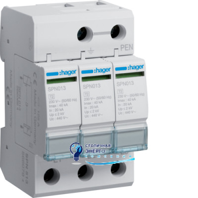 Розрядник класу 2, 3P, 40kA, Up<=2kV