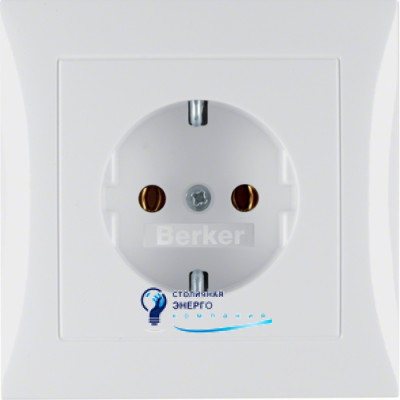 Розетка із з/к цілісна з рамкой, полярна білизна, 16А/250V S.1