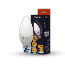 LED лампа С37 7W Е14 свечка 4200K ELCOR