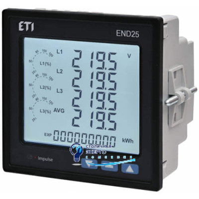 Анализатор сети END25-RS (96x96мм, 100-550V AC/DC, RS-485, 2xNO)